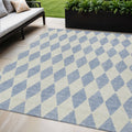 5' X 8' Sky Blue And Ivory Geometric Washable Indoor Outdoor Area Rug