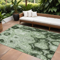 10' X 14' Artichoke Green And Emerald Abstract Washable Indoor Outdoor Area Rug