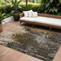 9' X 12' Brown And Copper Abstract Washable Indoor Outdoor Area Rug