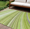 10' X 14' Artichoke Green And Olive Green Abstract Washable Indoor Outdoor Area Rug