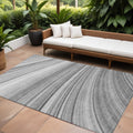 9' X 12' Gray Silver And Ivory Abstract Washable Indoor Outdoor Area Rug