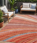 5' X 8' Terra Cotta Salmon And Orange Striped Washable Indoor Outdoor Area Rug