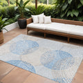 8' X 10' Ivory Blue And Taupe Polka Dot Washable Indoor Outdoor Area Rug