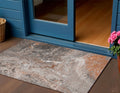 3' X 5' Terra Cotta Copper And Gray Abstract Washable Indoor Outdoor Area Rug