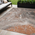 5' X 8' Terra Cotta Copper And Gray Abstract Washable Indoor Outdoor Area Rug