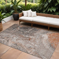 9' X 12' Terra Cotta Copper And Gray Abstract Washable Indoor Outdoor Area Rug