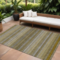 9' X 12' Coffee And Taupe Striped Washable Indoor Outdoor Area Rug