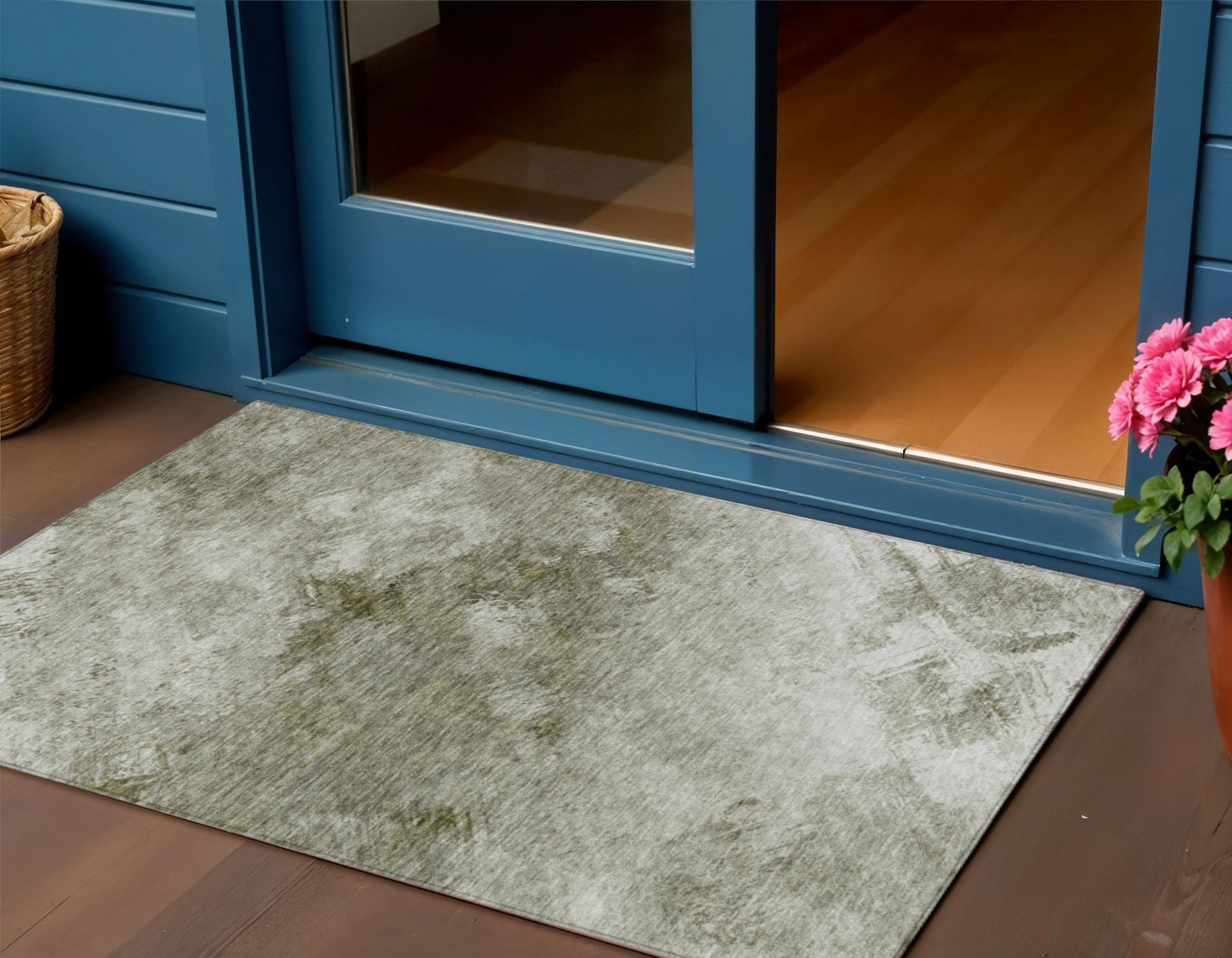 3' X 5' Taupe Beige And Brown Abstract Washable Indoor Outdoor Area Rug