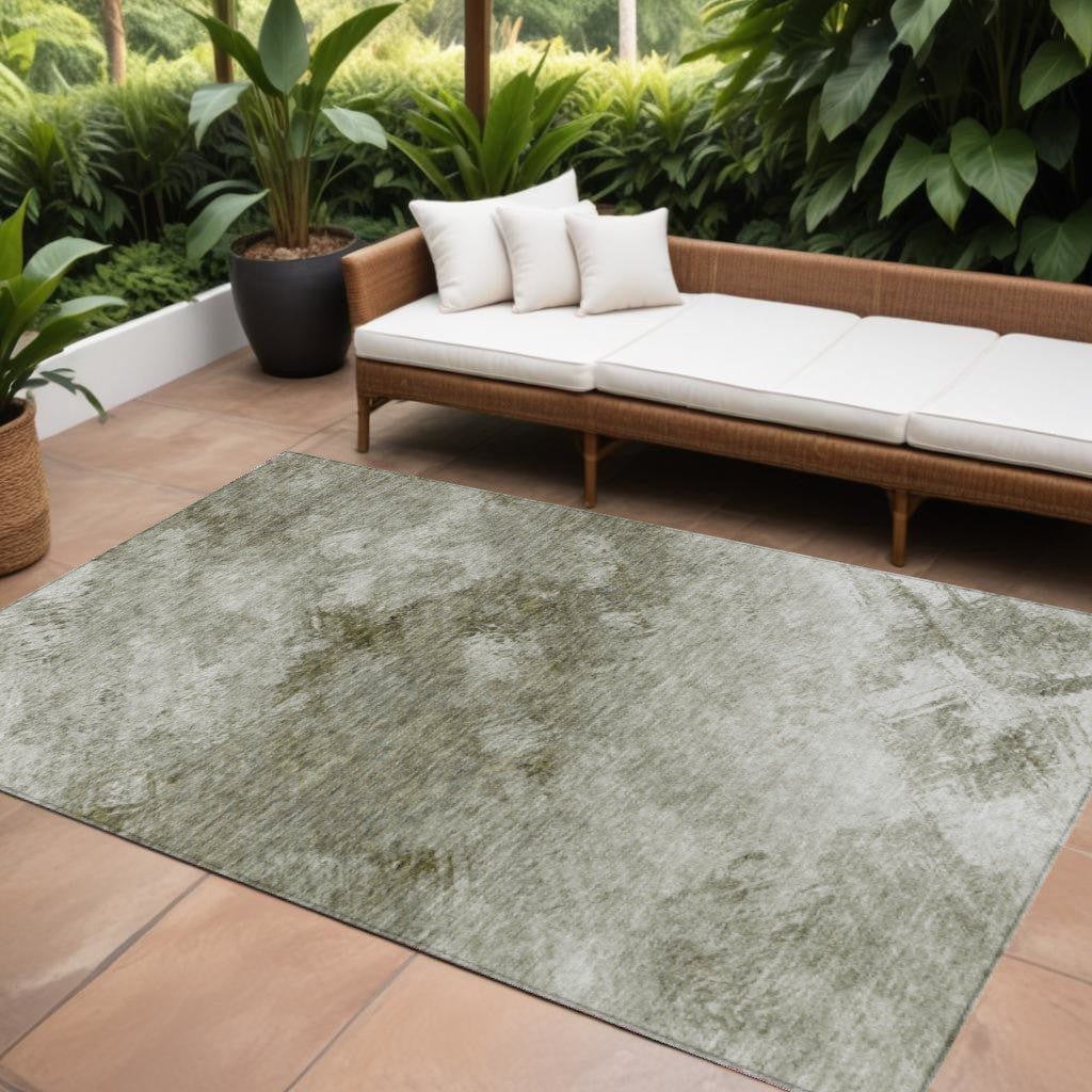 9' X 12' Taupe Beige And Brown Abstract Washable Indoor Outdoor Area Rug