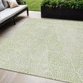 5' X 8' Artichoke Green And Ivory Geometric Washable Indoor Outdoor Area Rug