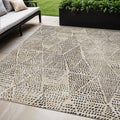 5' X 8' Beige Ivory And Black Geometric Washable Indoor Outdoor Area Rug