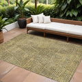 10' X 14' Gold Black And Charcoal Geometric Washable Indoor Outdoor Area Rug