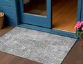 3' X 5' Pewter Charcoal And Ivory Geometric Washable Indoor Outdoor Area Rug