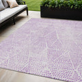 5' X 8' Purple And Ivory Geometric Washable Indoor Outdoor Area Rug