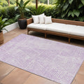 10' X 14' Purple And Ivory Geometric Washable Indoor Outdoor Area Rug