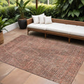 8' X 10' Salmon Charcoal And Beige Geometric Washable Indoor Outdoor Area Rug