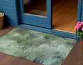 3' X 5' Green And Brown Abstract Washable Indoor Outdoor Area Rug
