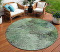 8' Green And Brown Round Abstract Washable Indoor Outdoor Area Rug