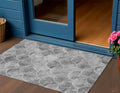 3' X 5' Gray Charcoal And Ivory Abstract Washable Indoor Outdoor Area Rug