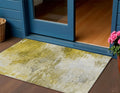3' X 5' Gold Beige And Wheat Abstract Washable Indoor Outdoor Area Rug