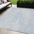 5' X 8' Denim Blue Ivory And Gray Geometric Washable Indoor Outdoor Area Rug