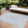 9' X 12' Denim Blue Ivory And Gray Geometric Washable Indoor Outdoor Area Rug
