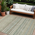 10' X 14' Sage Mint Green And Beige Striped Washable Indoor Outdoor Area Rug