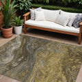 9' X 12' Brown Taupe And Chocolate Abstract Washable Indoor Outdoor Area Rug
