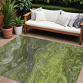 10' X 14' Olive Green And Lime Green Abstract Washable Indoor Outdoor Area Rug