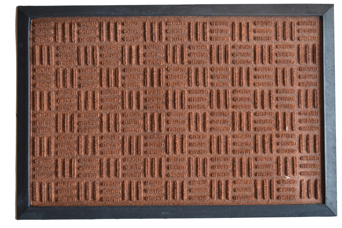 16'' X 24'' Brown Synthetic Fiber Abstract Outdoor Door Mat