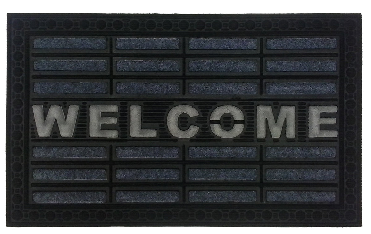 18'' X 30'' Gray Synthetic Fiber Abstract Outdoor Door Mat