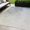 5' X 8' Beige Sky Blue And Teal Blue Ombre Washable Indoor Outdoor Area Rug