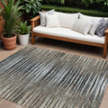 10' X 14' Brown Taupe And Chocolate Striped Washable Indoor Outdoor Area Rug