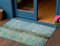 3' X 5' Blue And Gold Abstract Washable Indoor Outdoor Area Rug