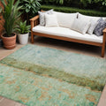 10' X 14' Olive Green And Blue Abstract Washable Indoor Outdoor Area Rug