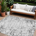 8' X 10' Black White And Gray Abstract Washable Indoor Outdoor Area Rug