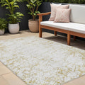 8' X 10' Gold And Ivory Abstract Washable Indoor Outdoor Area Rug