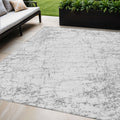 5' X 8' Gray And Ivory Abstract Washable Indoor Outdoor Area Rug