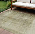10' X 14' Taupe Beige And Chocolate Abstract Washable Indoor Outdoor Area Rug