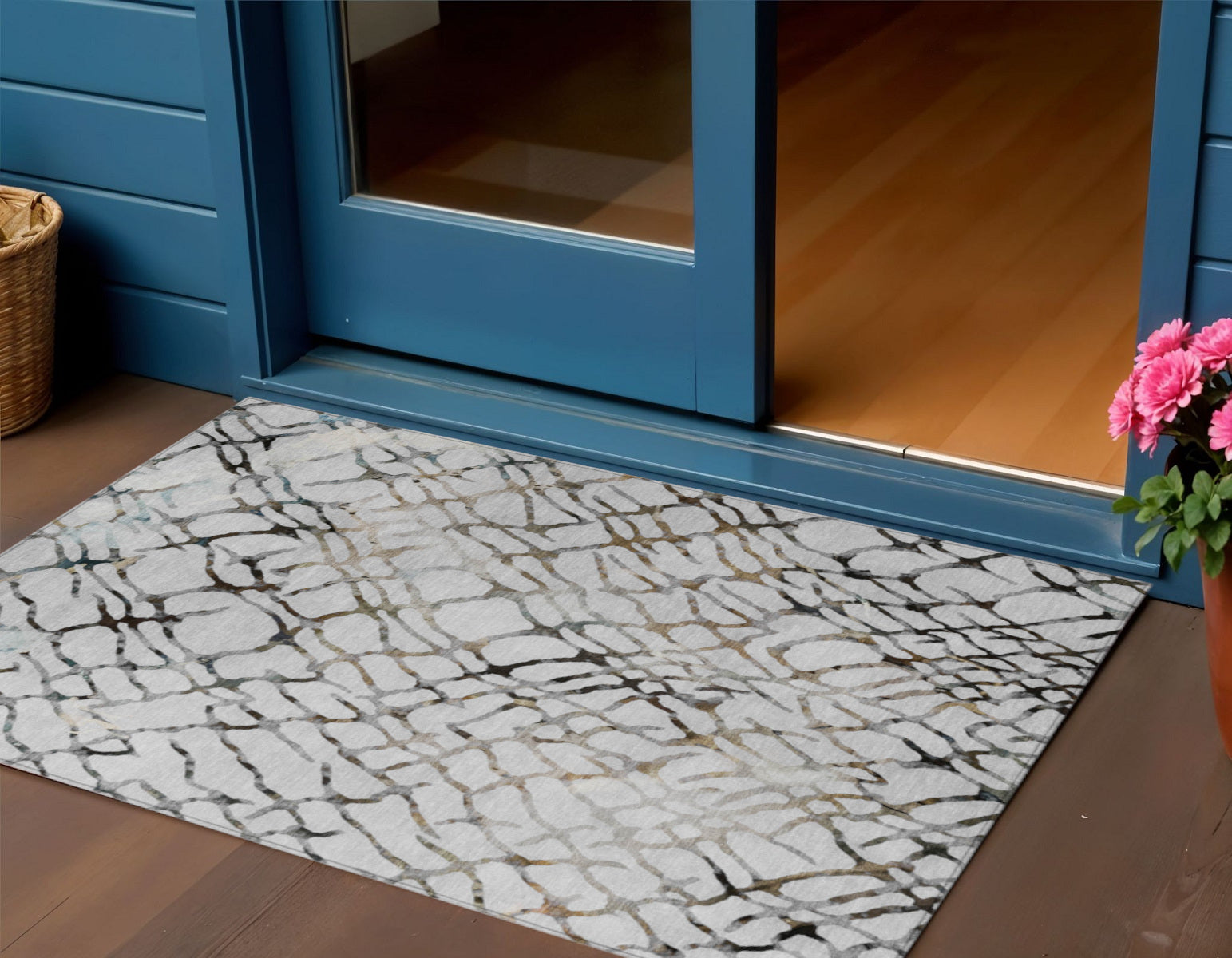 3' X 5' Silver Gray And Charcoal Abstract Washable Indoor Outdoor Area Rug