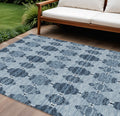 8' X 10' Navy Blue And Denim Blue Moroccan Washable Indoor Outdoor Area Rug