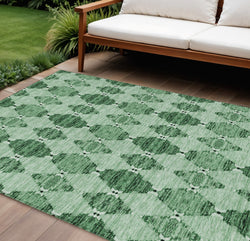 8' X 10' Emerald And Green Moroccan Washable Indoor Outdoor Area Rug