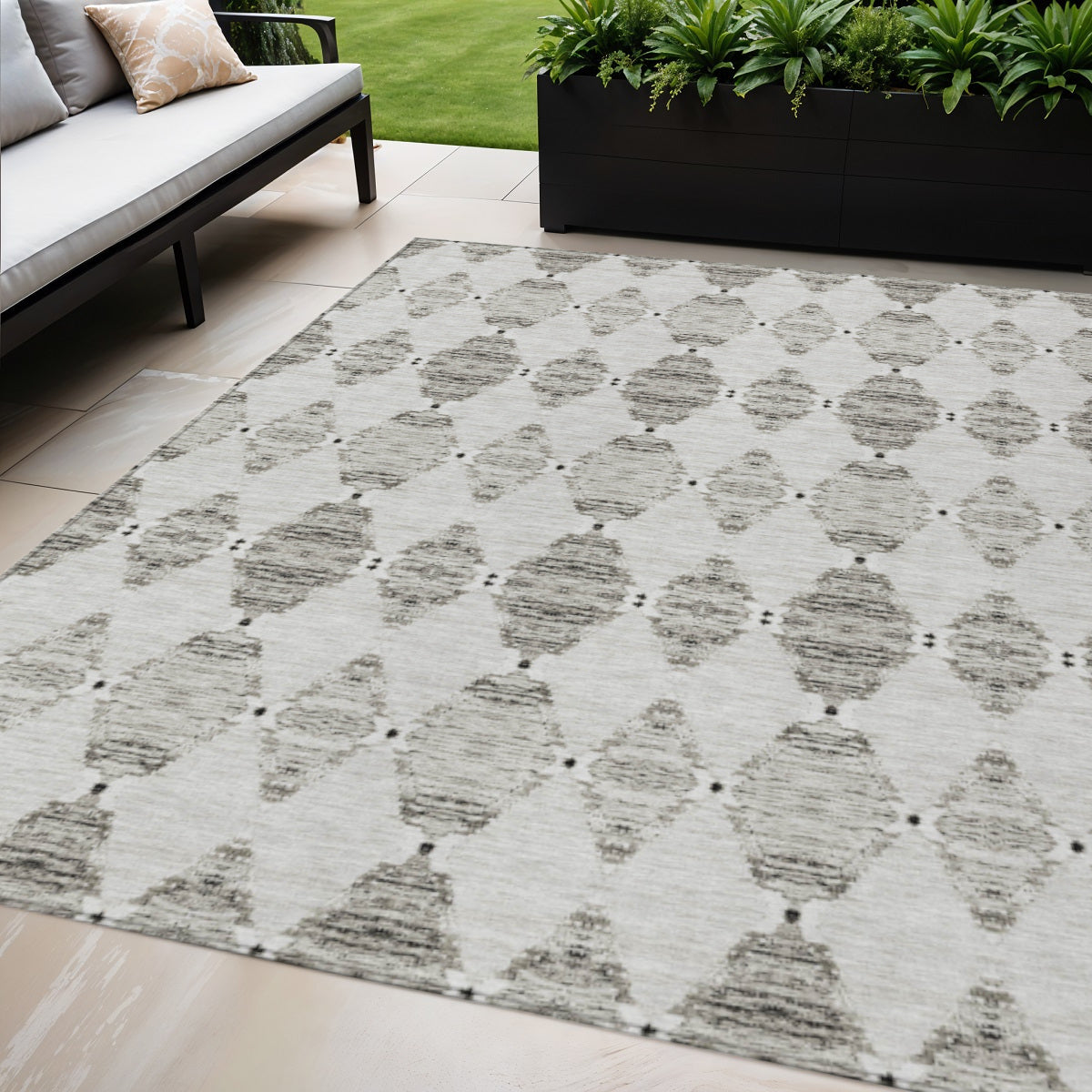 5' X 8' Taupe Beige And Coffee Moroccan Washable Indoor Outdoor Area Rug