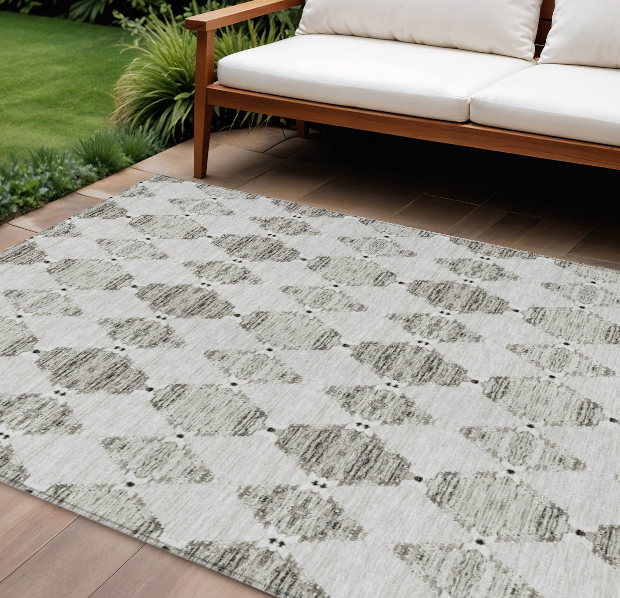 9' X 12' Taupe Beige And Coffee Moroccan Washable Indoor Outdoor Area Rug