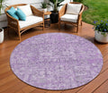 8' Lilac And Purple Round Floral Washable Indoor Outdoor Area Rug
