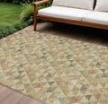 9' X 12' Beige Tan And Taupe Geometric Washable Indoor Outdoor Area Rug