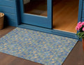 3' X 5' Sky Blue And Gray Geometric Washable Indoor Outdoor Area Rug