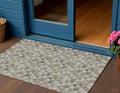 3' X 5' Taupe Beige And Tan Geometric Washable Indoor Outdoor Area Rug