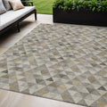 5' X 8' Taupe Beige And Tan Geometric Washable Indoor Outdoor Area Rug
