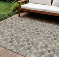 9' X 12' Taupe Beige And Tan Geometric Washable Indoor Outdoor Area Rug